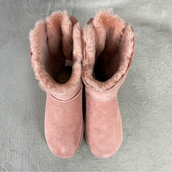 UGG Bailey Bow II Women's Boots Size 10 Pink Suede Sheepskin Water Resistant - Picture 7 of 10
